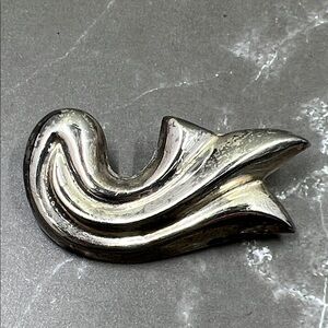 Vintage 925 Sterling Modernist Wave Brooch Pin